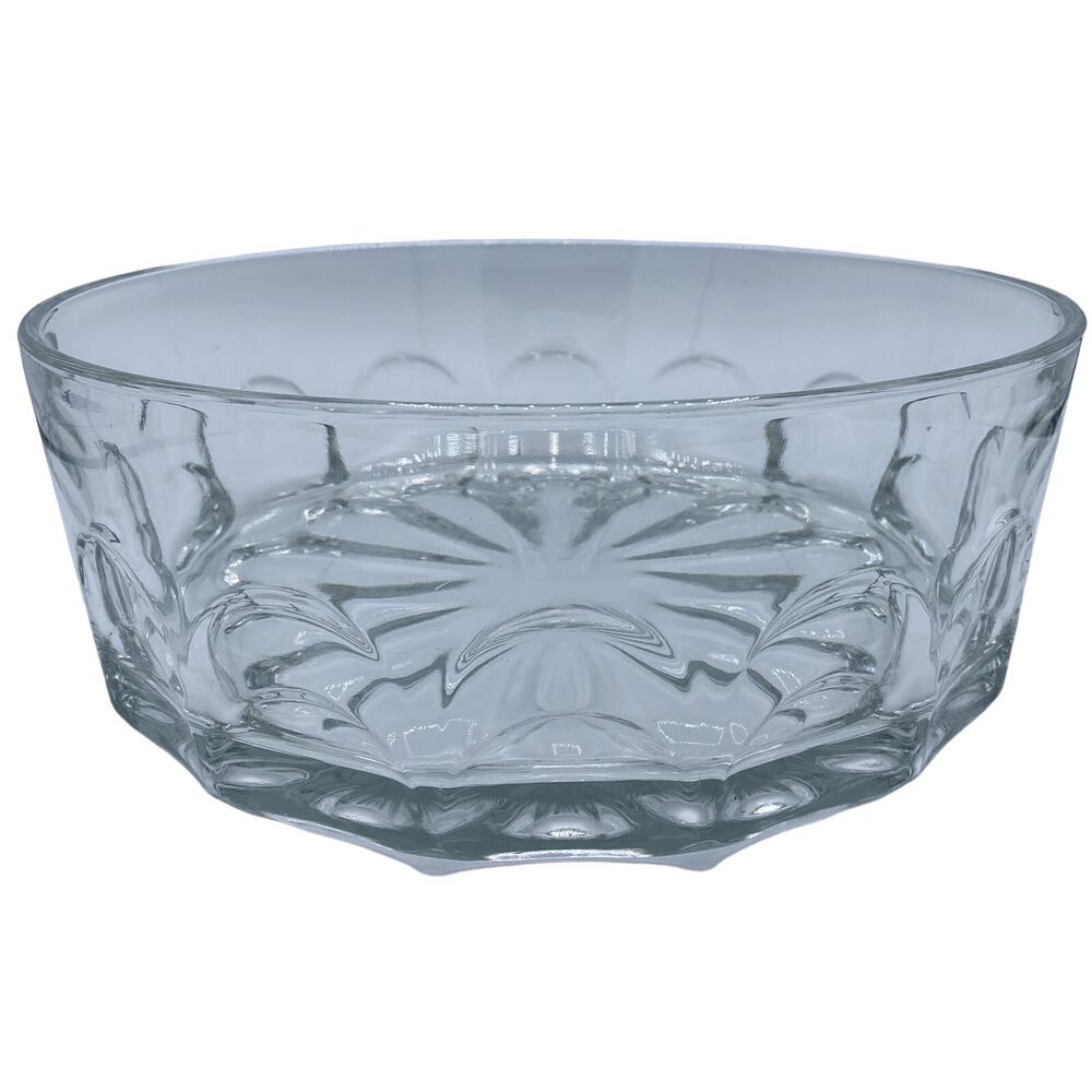 VTG MCM Javit Crystal Glass Serving Bowl 10 inches wide Salad Side decor clear